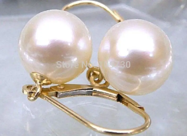 

VERY BEAUTIFUL AAA WHITE AKOYA PEARL DANGLE EARRING 10-11MM 18k