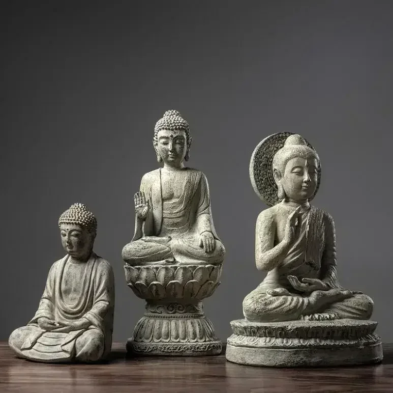 

New Chinese Resin Buddha Statue Decoration Home Livingroom Desktop Accessories Crafts Office Table Bookcase Figurines Ornaments