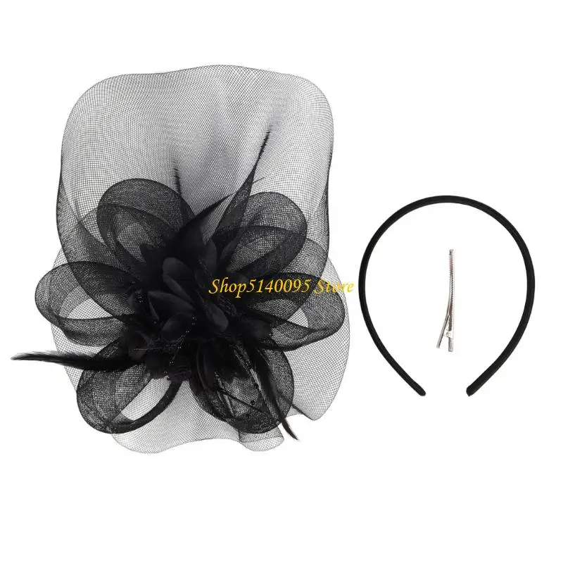 

DXAE Elegant Fascinator Headpiece Mesh Flower Hairband For Weddings Parties Cocktails Event 20s Flapper Costume Props