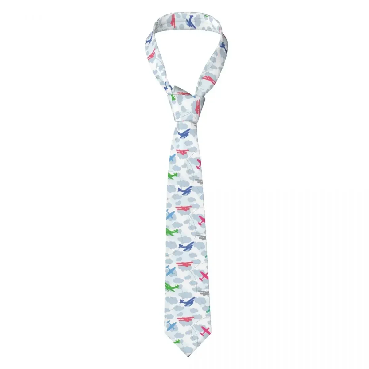 

Mens Tie Slim Skinny Cute Airplanes In The Clouds Necktie Fashion Free Style for Party Wedding