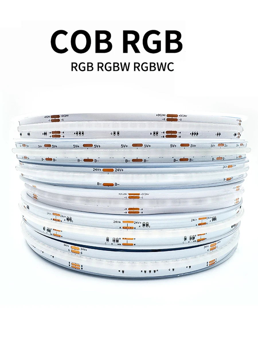 5M/Lot 24V FCOB RGBCCT LED Strip Lights 720LEDs 784LEDs 840LEDs/m 12mm Width RGBNW High Density Flexible For Room Decoration