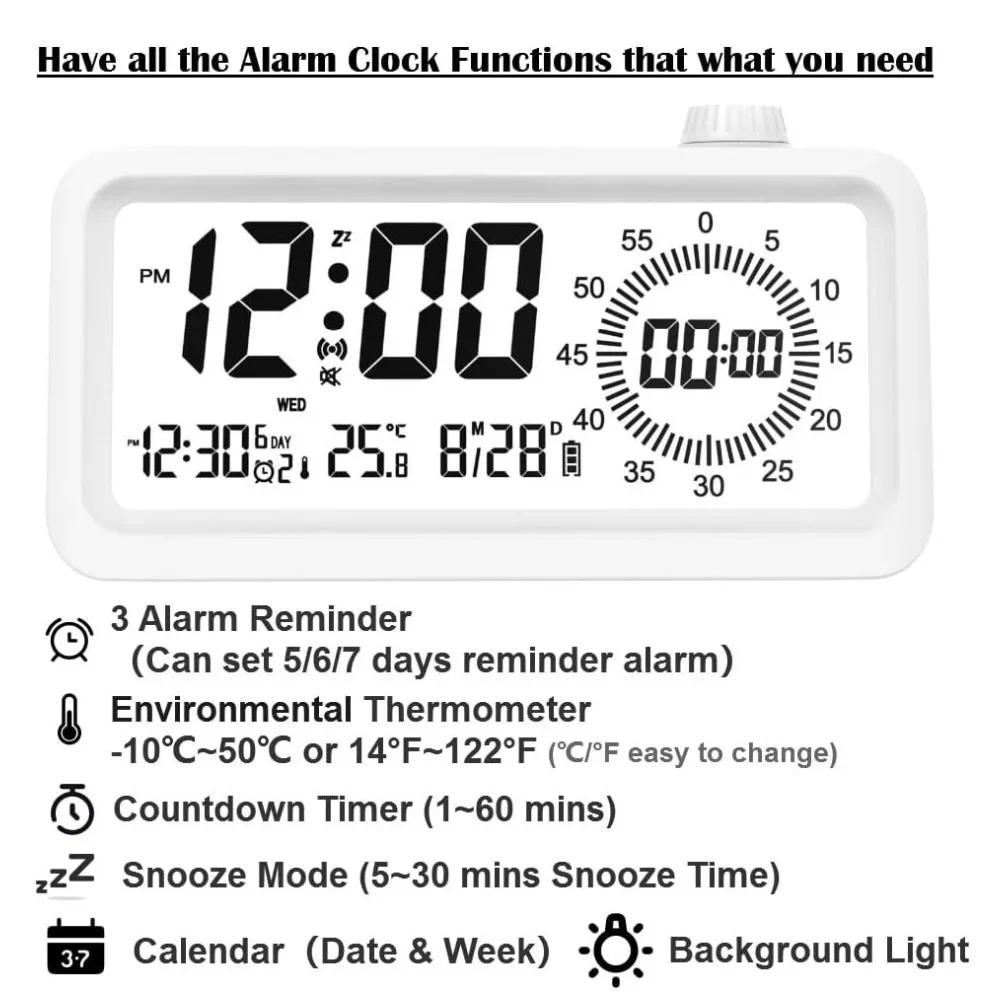مؤقت بمرئي رقمي من بومودورو مع 3 ساعات منبه، الكل في واحد لمدة 60 دقيقة، مؤقت لطيف للمطبخ، أداة مدير الوقت #2