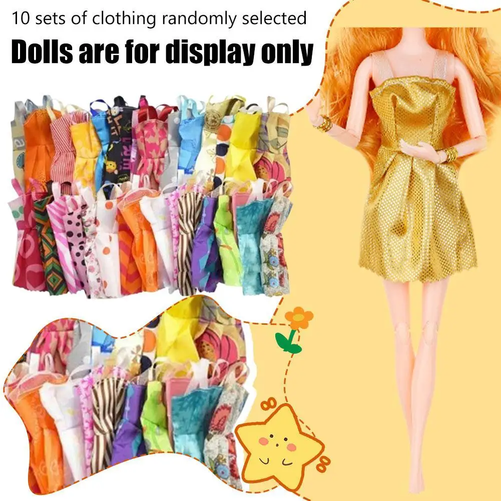 Random 10/20 Sets Mini Dress Colorful Summer Sleeveless Accessories Clothes for Doll Lovely Girl Toy Lot