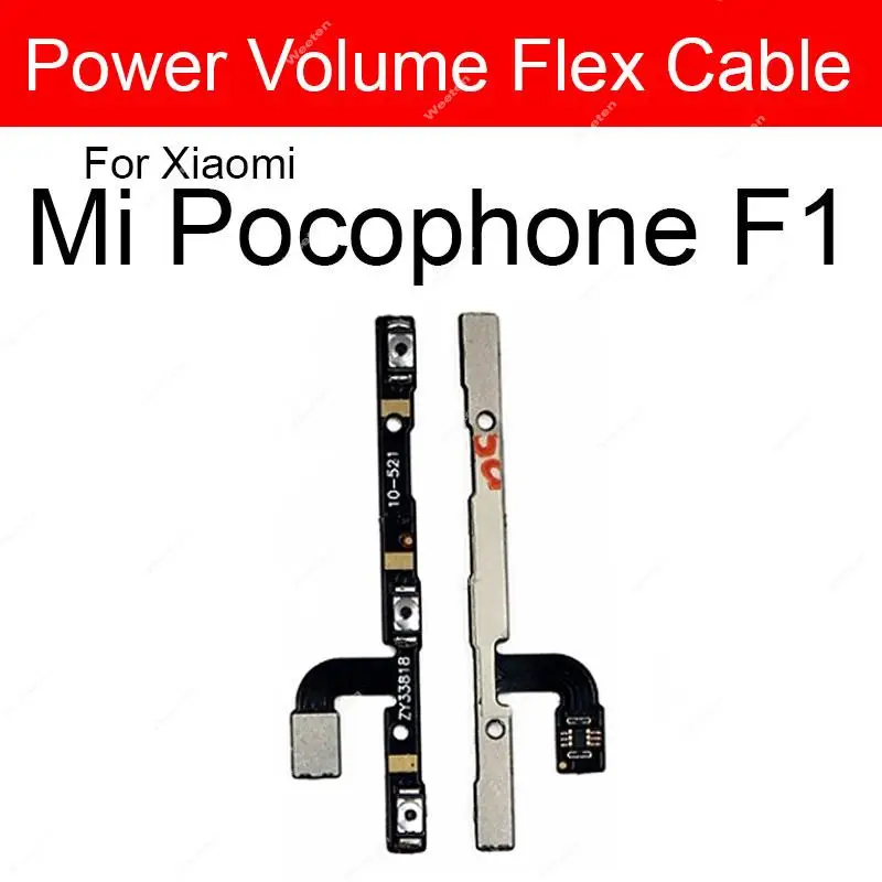 On Off Power Volume Side Button Flex Cable For Xiaomi Poco F1 F2 F3 GT X2 X3 Pro X3 NFC Poco M2 M3 Pro 5G Replacement Parts