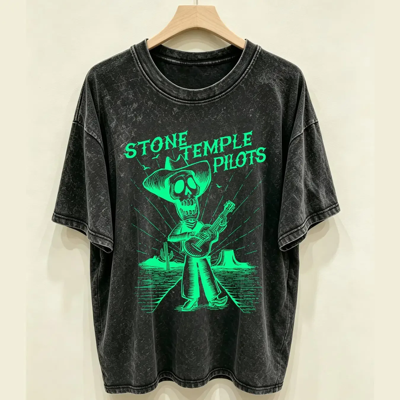 washed T Shirt New Stone Temple Pilots Cotton  vintage Washed Versatile homme Unisex graphic designer clothes Slightly