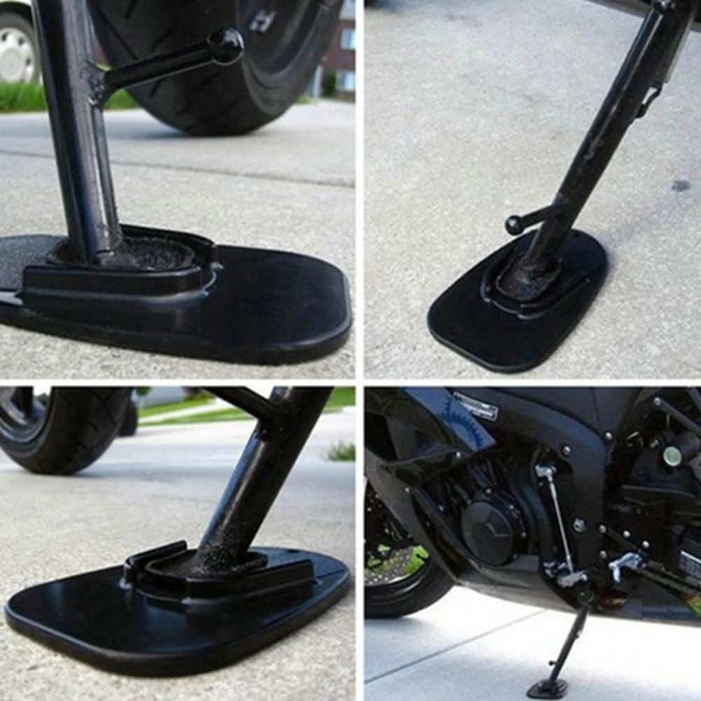 1pc Black Universal Motorcycle Plastic Side Stand Moto Bike Kickstand Non-slip Plate Side Extension Support Foot Pad Base