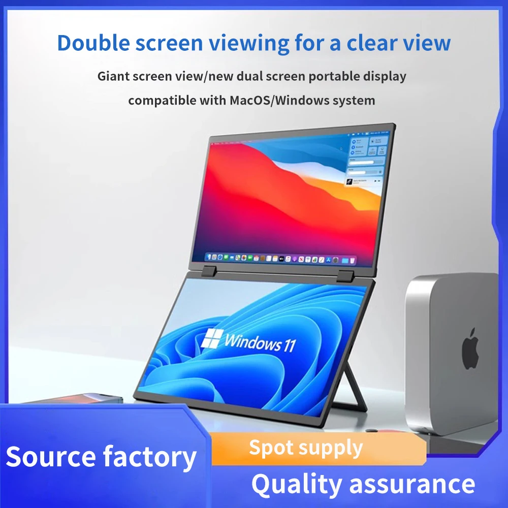 15.6inch dual screen highdefinition display, portable 360 ° flip wall mounted external expandable screen HDMI compatible display