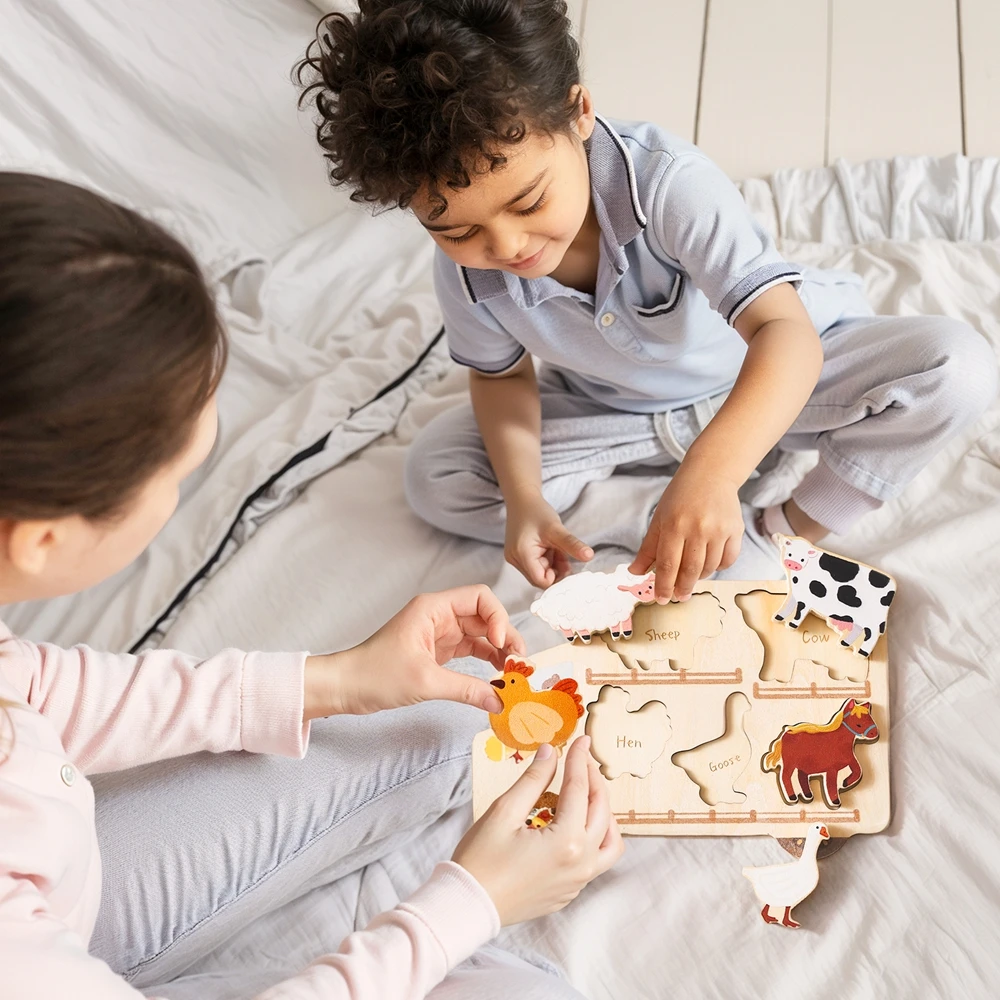 Jouets Montessori en Bois pour Bébé, Puzzle en Forme d'Animal et de Voiture, Jeux Assortis pour ApprentiCumbria de la Géométrie