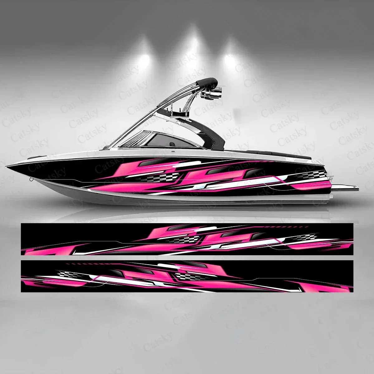 

Racing Flag Design Colorful Boat Sticker Fashion Custom Fish Boat-Sticker Vinyl Waterproof Boat Wrap Graphic Boat Wrap Decal