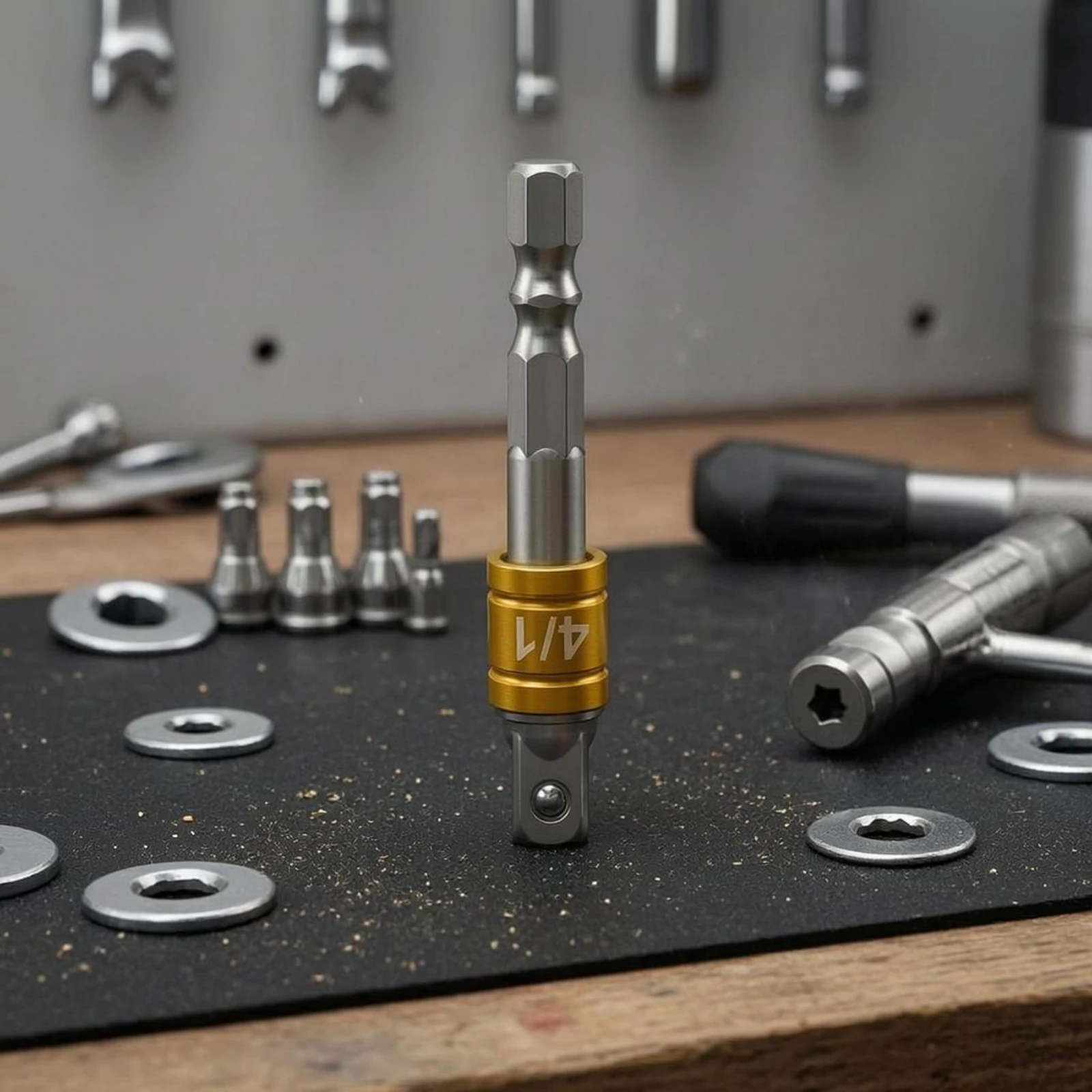 Picture 6: Hex Shank Adapter Bit Electroplated Hex to Square Adapter Socket Converter Forged Metal Power Tool Part Compact