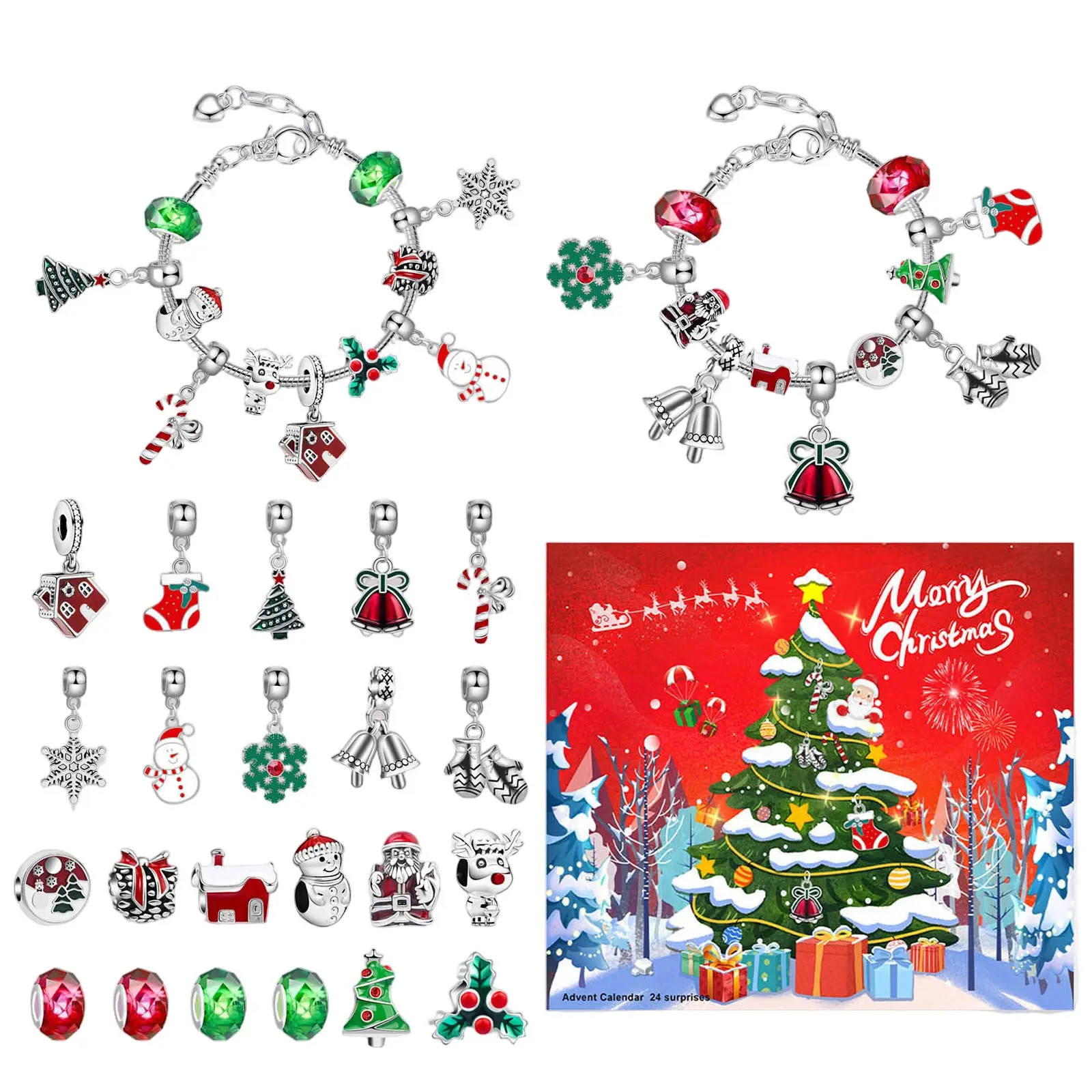 Kids Fun Game Toys Christmas Advent Calendar Bracelets For Girls 24 Days Xmas Countdown Calendar Diy Jewelry Making Set 2025