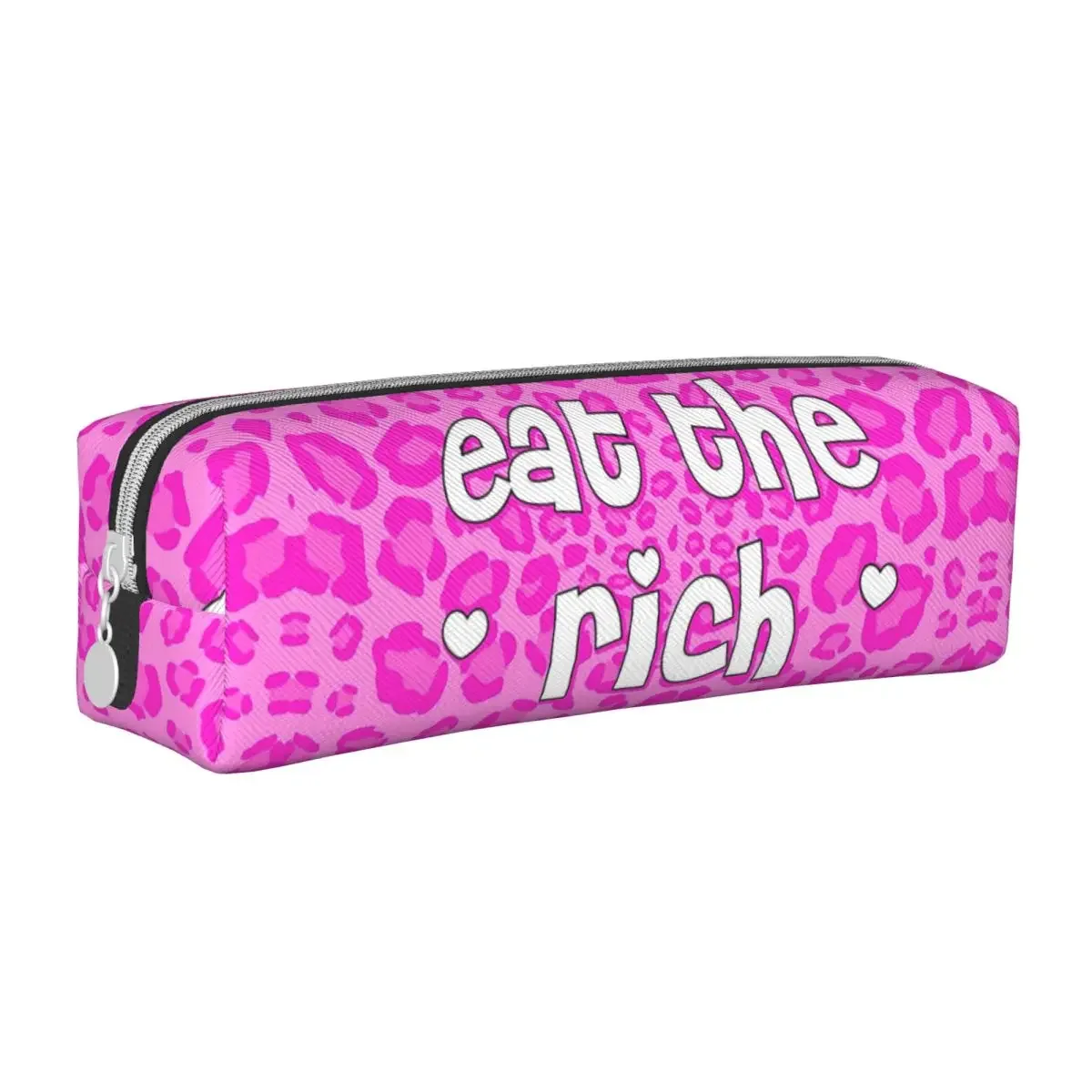 

Cute Eat The Rich Pencil Cases Leopard Pencil Box Pen Box for Girl Boy Big Capacity Bags Students School Zipper Stationery