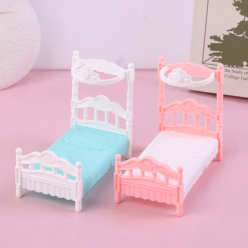 1/12 casa delle bambole Mini letto singolo casa camera da letto mobili giocattolo regalo soggiorno mobili modello bellissimo letto di plastica muslimc.