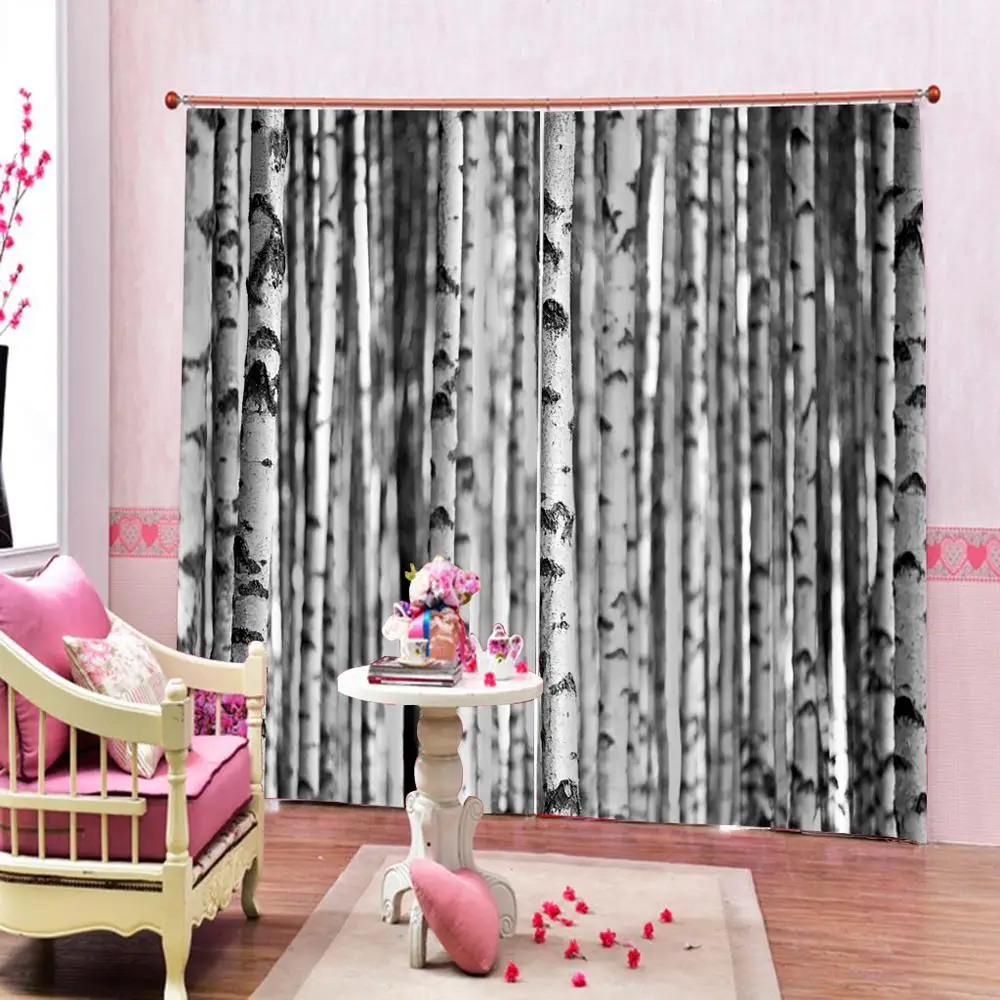 white forest curtains 3D Window Curtain Dinosaur print Luxury Blackout For Living Room Decoration curtains