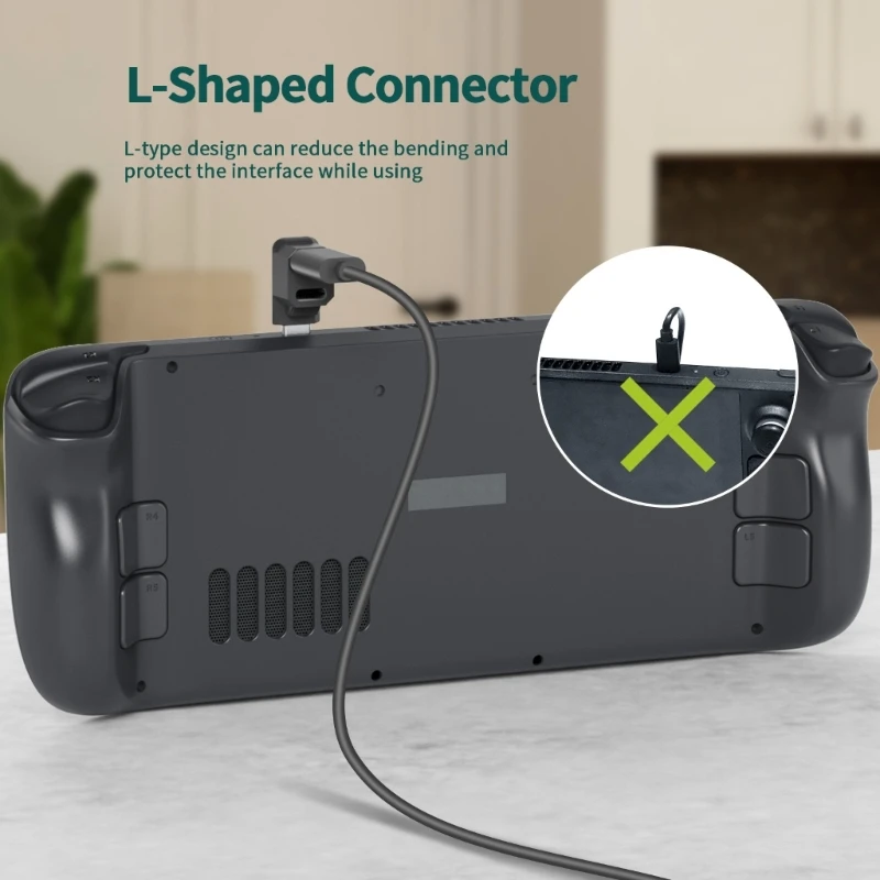 Right Angle Console Adapter Converter 2-in-1 90 Degree USB C Type-C Extension Connector Male to Female for Steam Deck