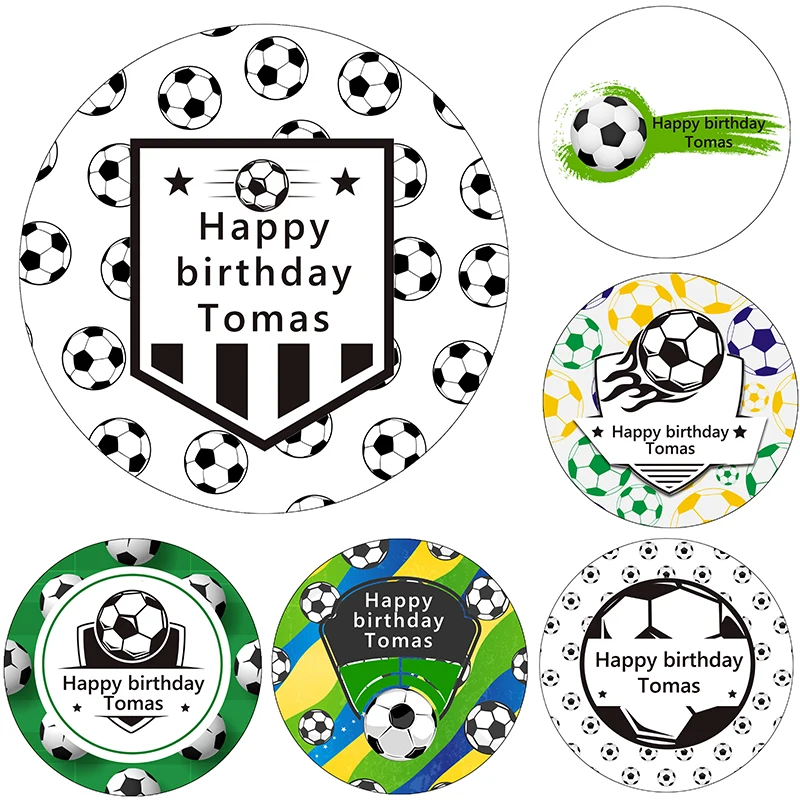 Customize Football Soccer Theme Party Decor Stickers Labels Text Happy Birthday Comunión PersonalizeStickers Soccer Party Decor