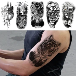 5 pz/set, decalcomanie di adesivi per tatuaggi finti temporanei impermeabili, Animan Tiger Lion Wolf OWL Beast,Body Art per Sexy Cool Man Women Arm