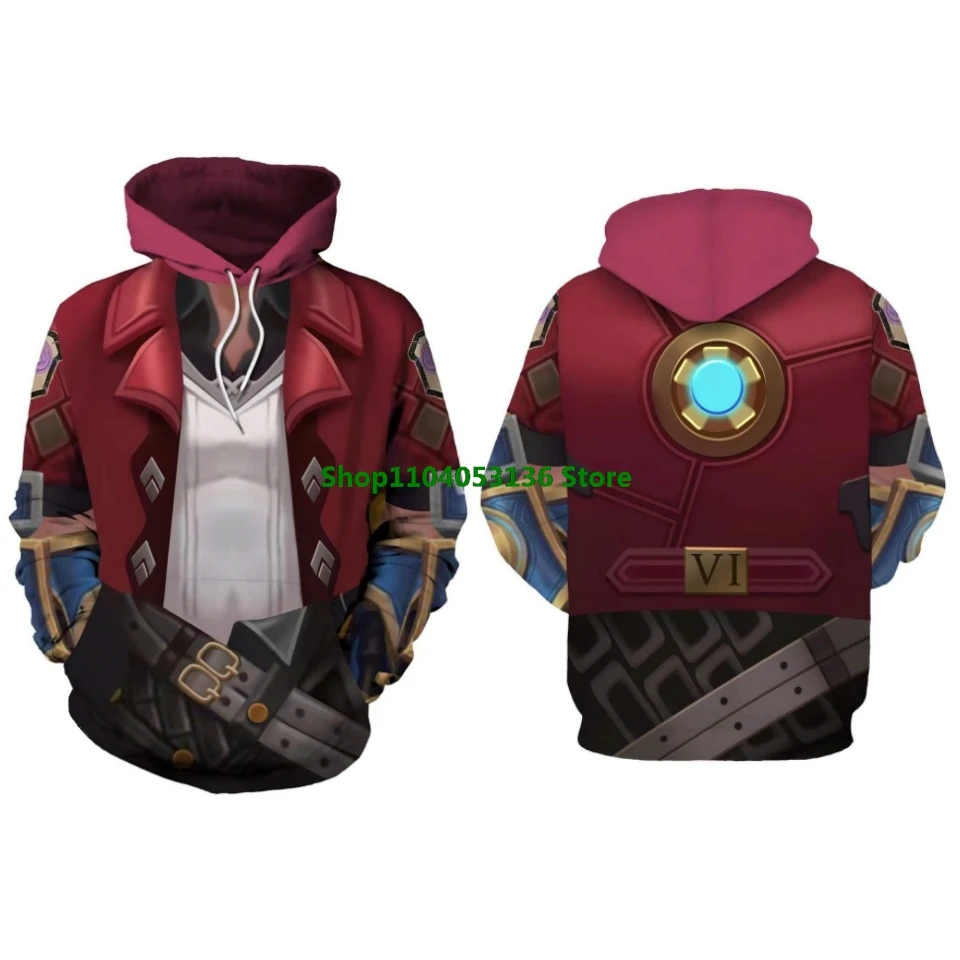 Cosplay Vi Caitlyn Arcane Hoodie LoL Hoodie 3D Printed Hooded Hoodies Sweatshirt Men Women 3D Legends Jinx Cosplay Costume