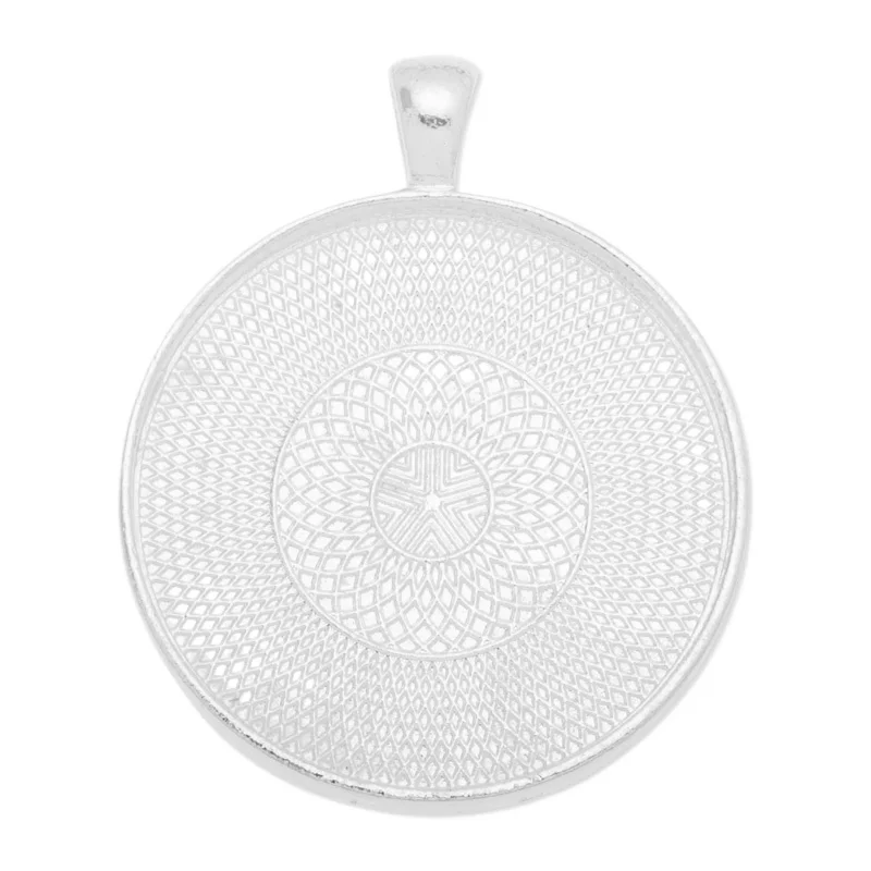 

35mm Large Silver Plated Round Zinc Alloy Cabochon Base Setting Pendants Blank Cabochon Bezel Settings Sold 20pcs/lot