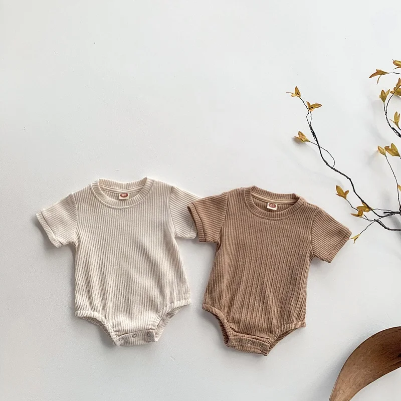 

Summer Newborn Baby Romper Solid Color Short Sleeve Cotton Jumpsuit Bodysuit Outfits Casual Infant Clothes 0 to 12 Months