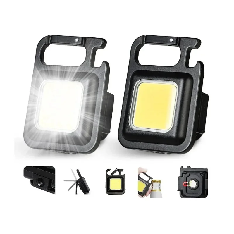 Imagem -05 - Multifuncional Mini Led Lanterna Chaveiro Portátil Cob Camping Lâmpadas Carregamento Usb Luzes de Trabalho Lanterna de Pesca 100800lm