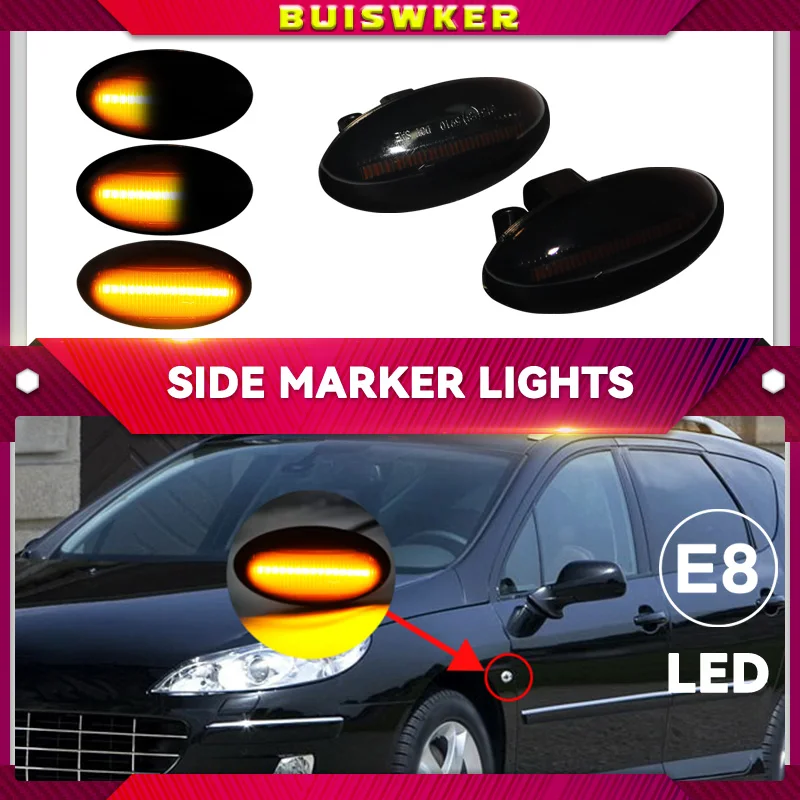 2 Stück Auto LED Seiten markierung leuchte Blinker Licht Seite Blinker Lampe für Peugeot 307 206 407 107 für Citroen C1 C2 C3