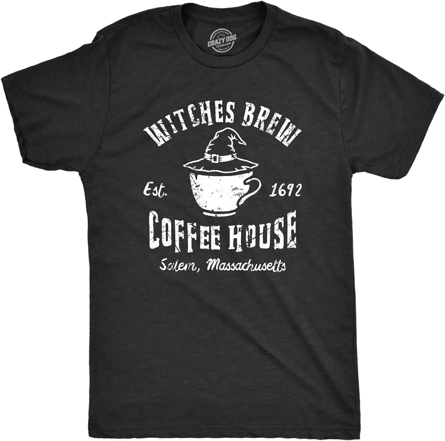 Mens Witches Brew Coffee House T Shirt Funny Halloween Party Witch Cafe Tee for Guys
