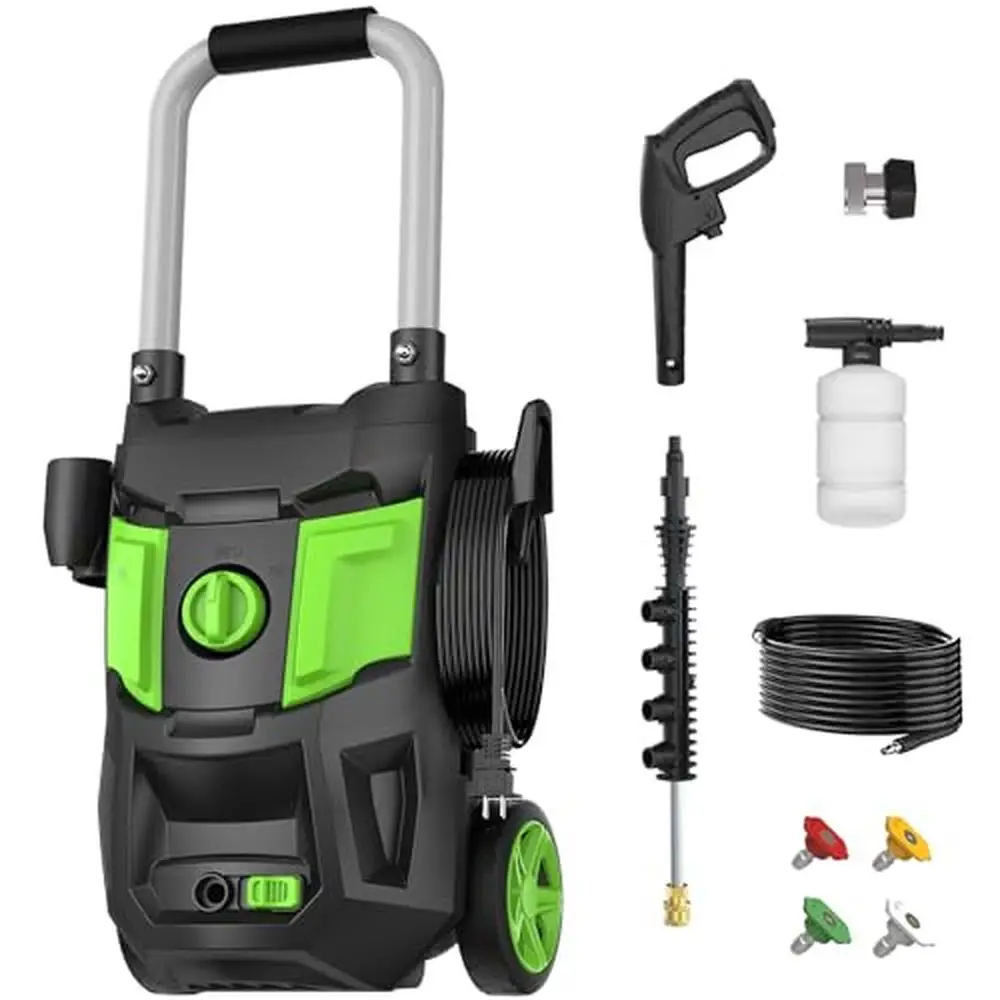 

Electric Power Washer 4000PSI High Pressure with Foam Cannon 4 Nozzles 55FT Reach TOTAL STOP SYSTEM