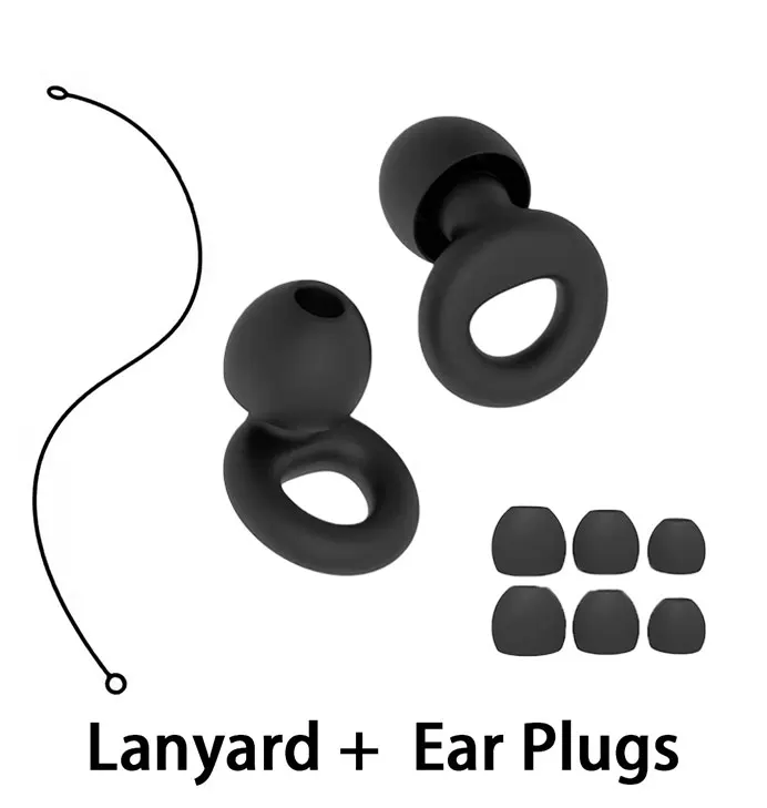 Soft Silicone Soundproof Ear Plugs - High Fidelity Noise Reduction Waterproof Reusable Earplugs with Lanyard for Comfortable Ear