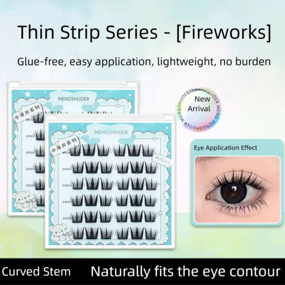 Popular fofo sem cola cílios postiços onda natural diy lash cluster mangá olho auto adesivo 3d cílios postiços masculino