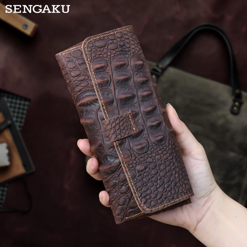 With Crocodile Pattern Cow Leather Glasses Bag Handmade Genuine Leather Sunglasses Holder Case Portable Eyeglasses Box Men Women