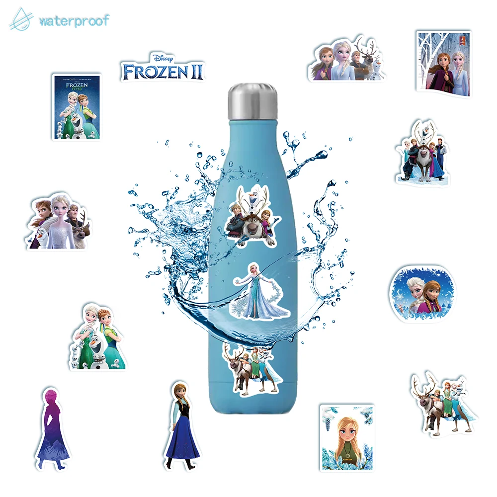 Disney Movie Frozen Princess Adesivos, Anna, Elsa, Kristoff, Olaf, adesivos dos desenhos animados para skate, laptop, bagagem, brinquedo do miúdo, 50 pcs, 100pcs