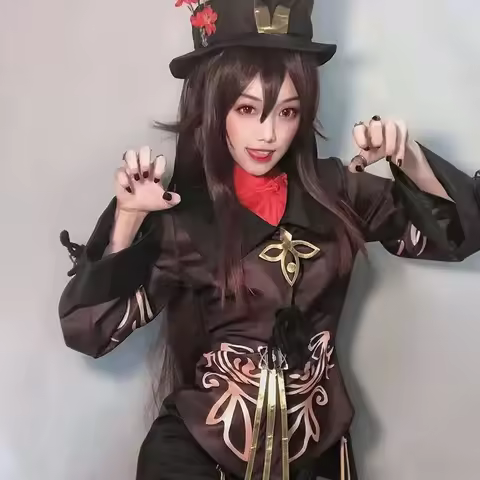 Genshin Impact Hutao Cosplay Costume Shoes Uniform Wig Chinese Style Halloween Costumes for Women Game Hu Tao
