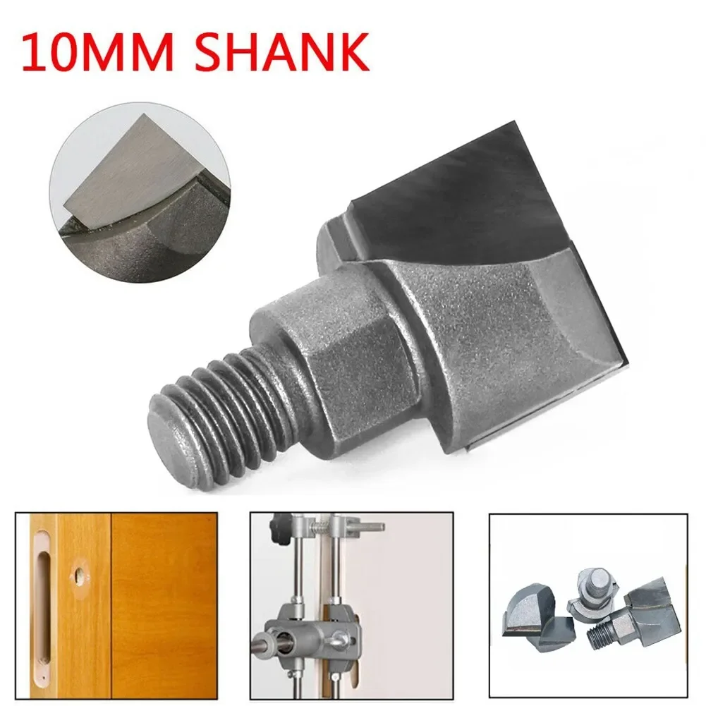 Tungsten Steel Alloy Door Lock Slotting Tool, 10mm Shank, Limpeza de fundo CNC, Bit Router, Lâmina de velocidade de entalhamento rápido