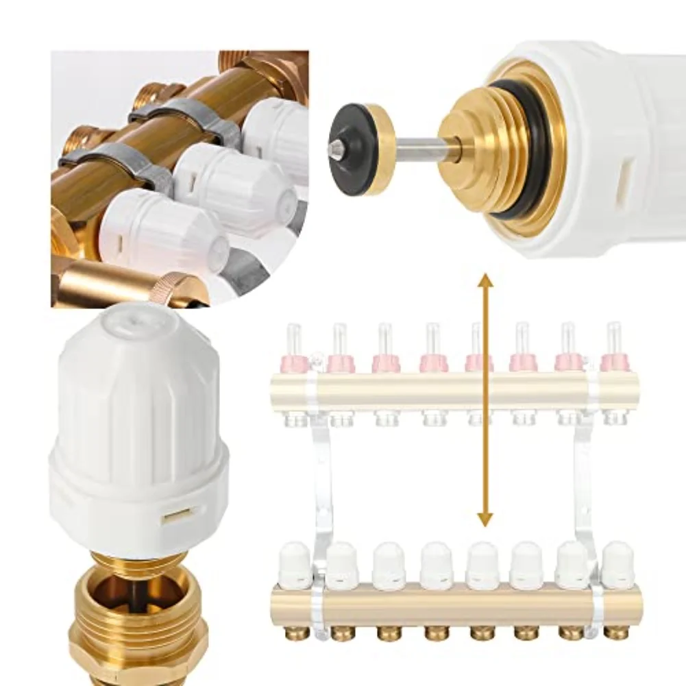 Manifold Valve Core 12'' M30x1 5 Automatic Spring Return Needle Valve for Precise Heating System Adjustment and Leak Prevention