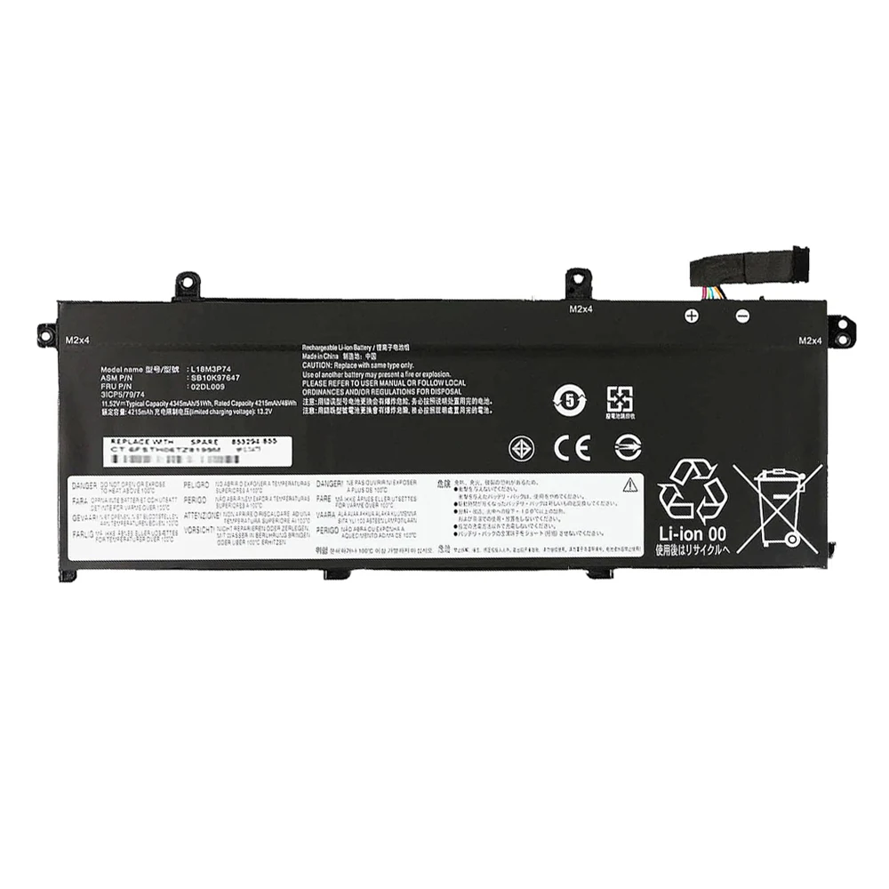 Imagem -04 - Bateria para Lenovo Thinkpad L18m3p73 L18m3p74 T490 T495 Série P43s L18l3p73 Sb10k97645 02dl007 L18m4p73 L18c3p72 L18m4p74