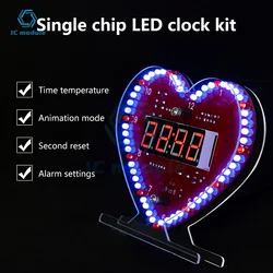 DIY Kits Heart Shaped 4-Digit DIY Clock Kits with LED Lights SMT SMD Soldering Practice Kit DIY Projects for Learning Electronic