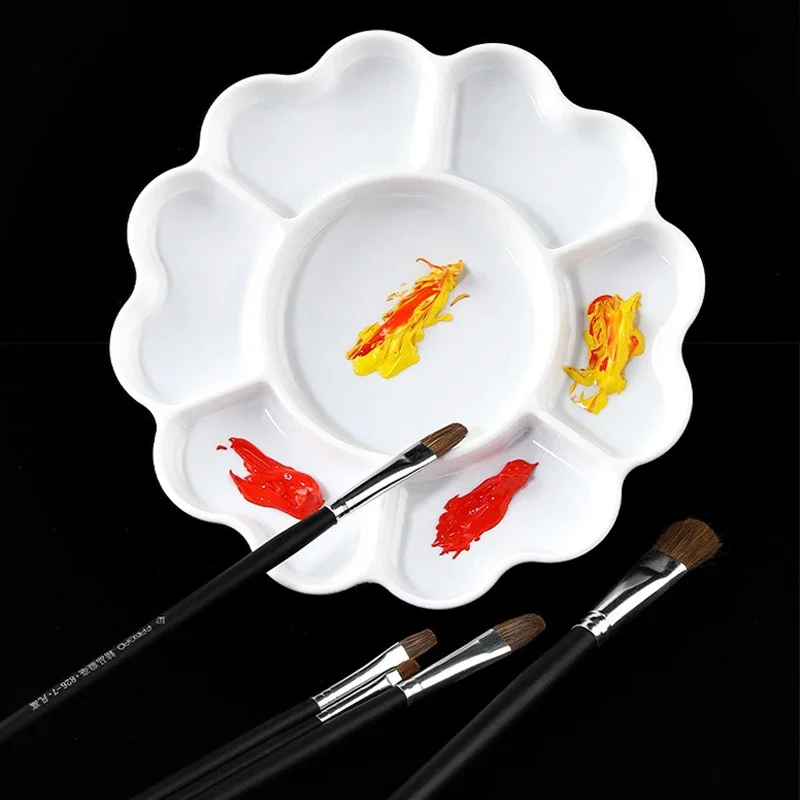 Thickened Imitation Porcelain Plum Blossom White Pigment Palette Petal Art Color Palette for Creative Artists