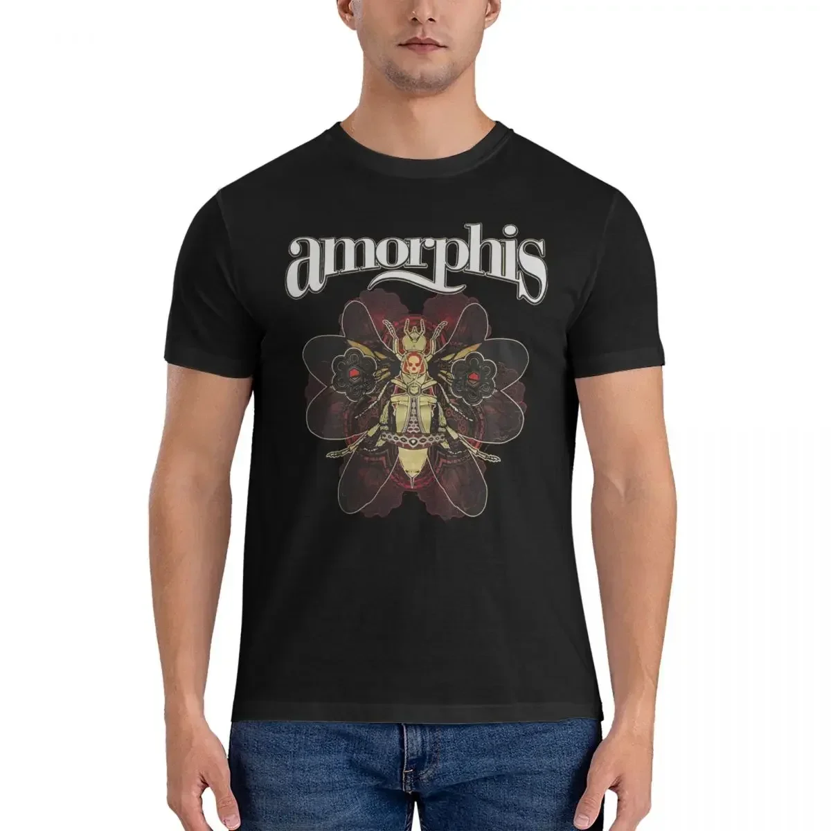 Men's T-Shirt Regular Bee Heavy  Band Funny Pure Cotton Tee Shirt Short Sleeve Amorphis T Shirt O Neck Clothes Gift Idea