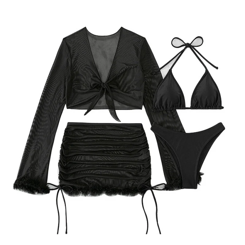 New Women's Swimsuit Split Four-Piece Swimsuit Summer Beach Sexy Bikini DL092