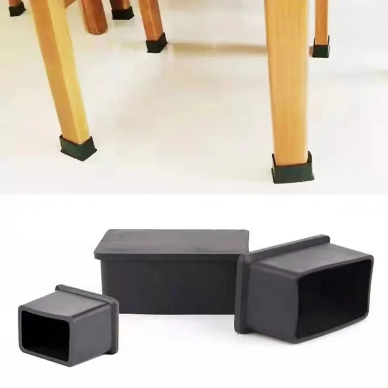 4/10pcs Rectangular Chair Leg Caps Silicone Non-Slip Furniture Feet Covers Table Chair Leg End Caps Covers Floor Protectors