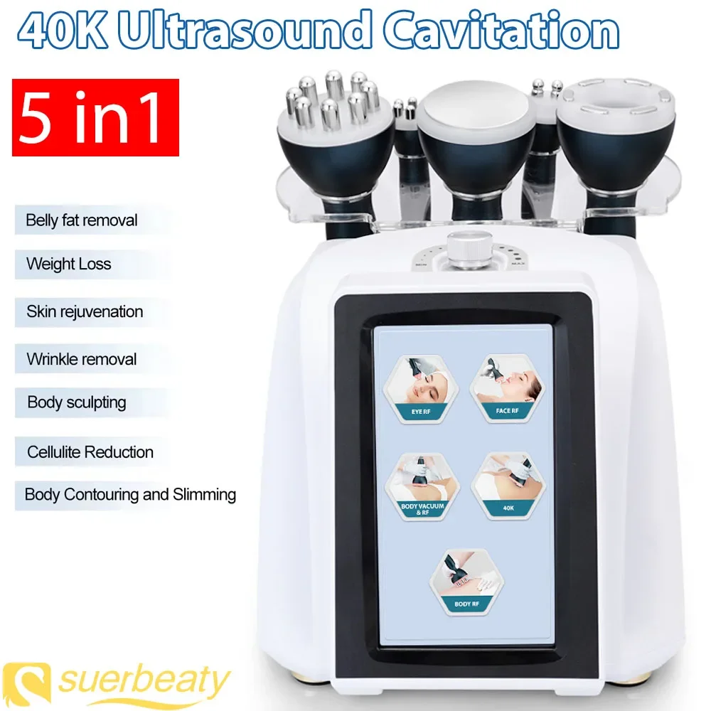 40K 5 In 1 Ultrasonic Cavitation Vacuum Body Slimming Machine Radio Frequency Weight Loss for Home Use Body Shaper