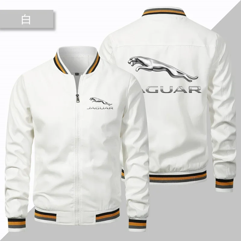 Men\'s Casual Jacket, Motorcycle Racing Windproof Jacket, Outdoor Hip-hop Street Style Jacket, Jaguar Logo Printed Zippered Shirt