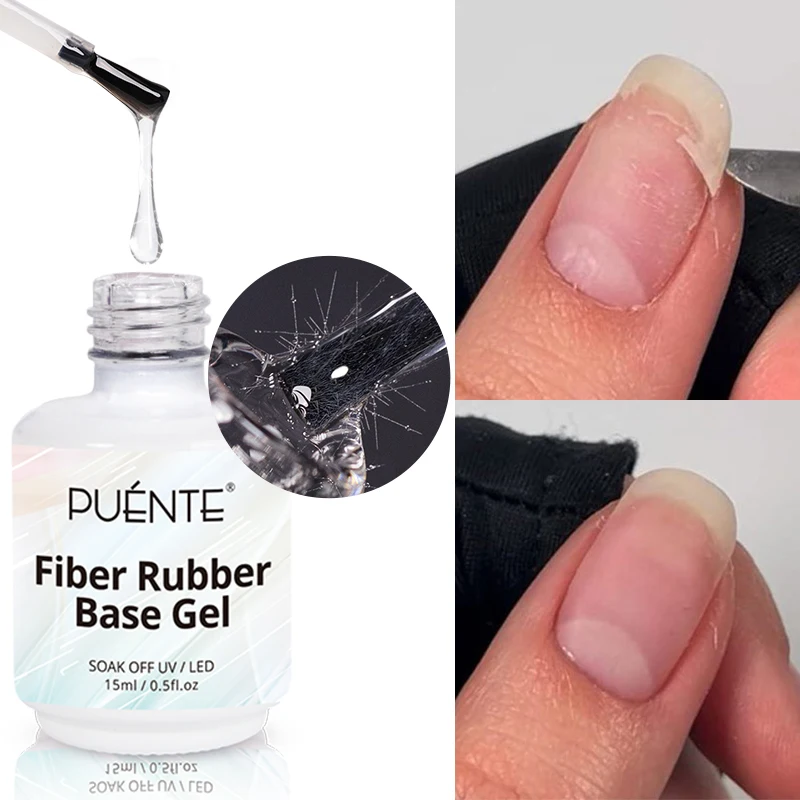 PUENTE 15ML capa Base de goma de fibra de vidrio esmalte de uñas de Gel para refuerzo de uñas barniz semipermanente UV transparente