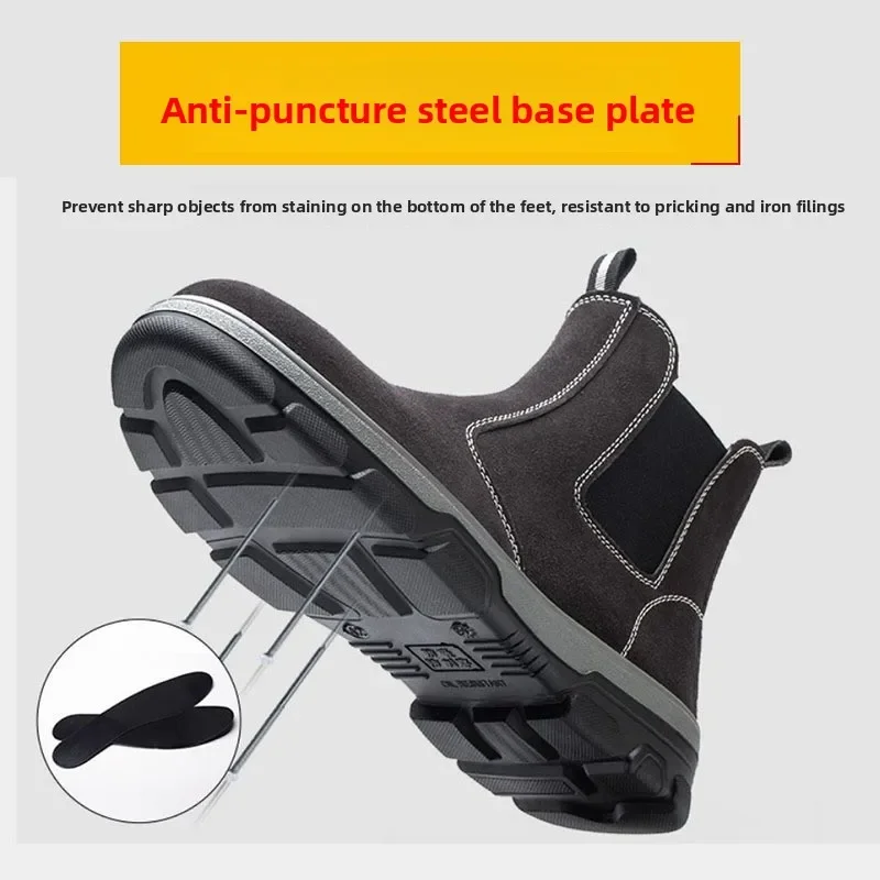 أحذية عمل خفيفة الوزن بمقدمة فولاذية قابلة للتنفس منسوجة ومريحة ومضادة للتحطيم ومضادة للثقب وحماية السلامة للعمل