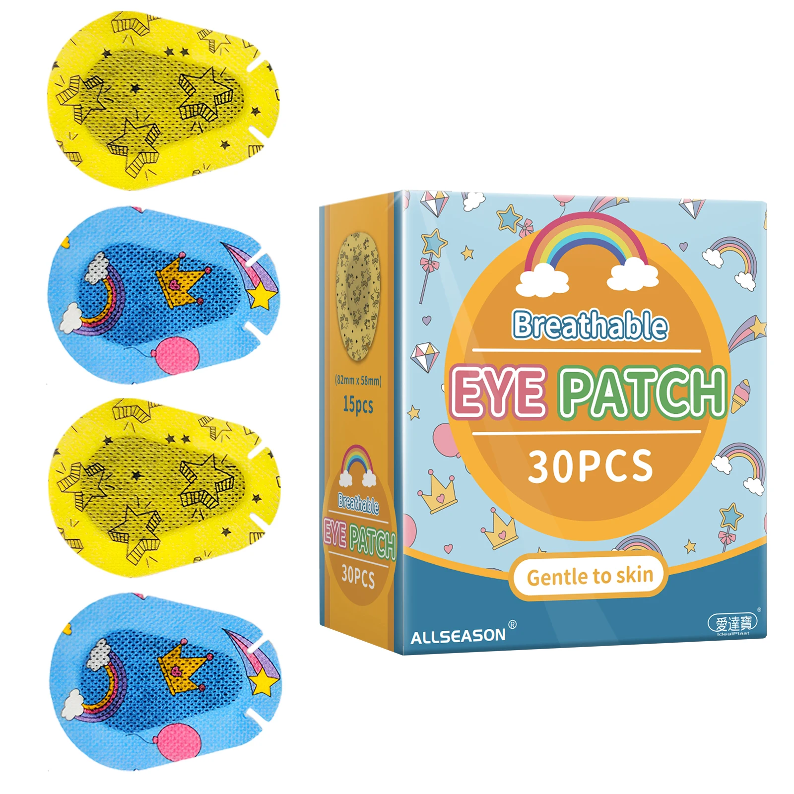 Patch oculaire respirant pour enfants et adultes, bandage adhésif, premiers soins, protection des yeux, 60 pièces, 3 styles, chaud