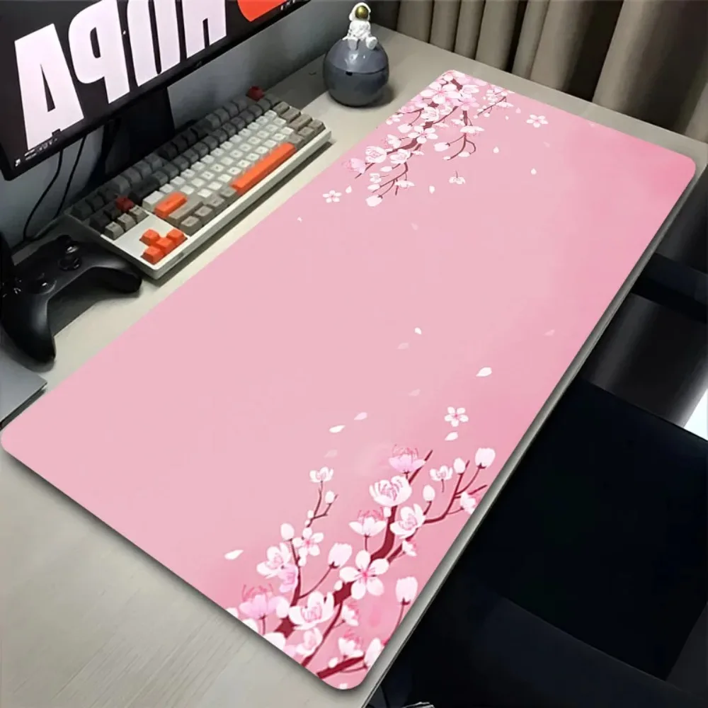 Japan Sakura Scenery Anime Pink Mousepad Gamer HD Printing Cherry Blossom Laptop Desk Mat Big Mouse Pad Keyboard Office Tablepad