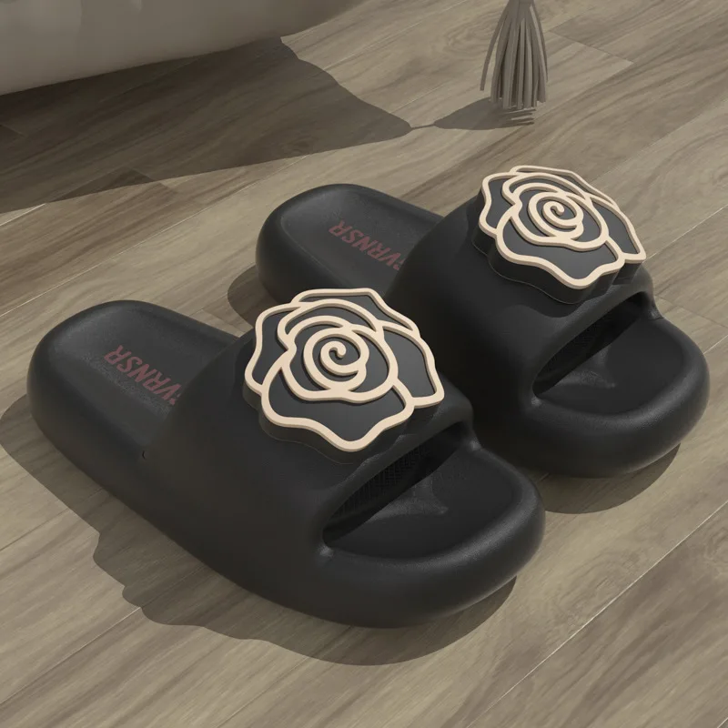 Zapatillas de plataforma para mujer, zapatos planos de diseño de flores, zapatillas informales de casa para niña, calzado Popular suave a la moda para verano