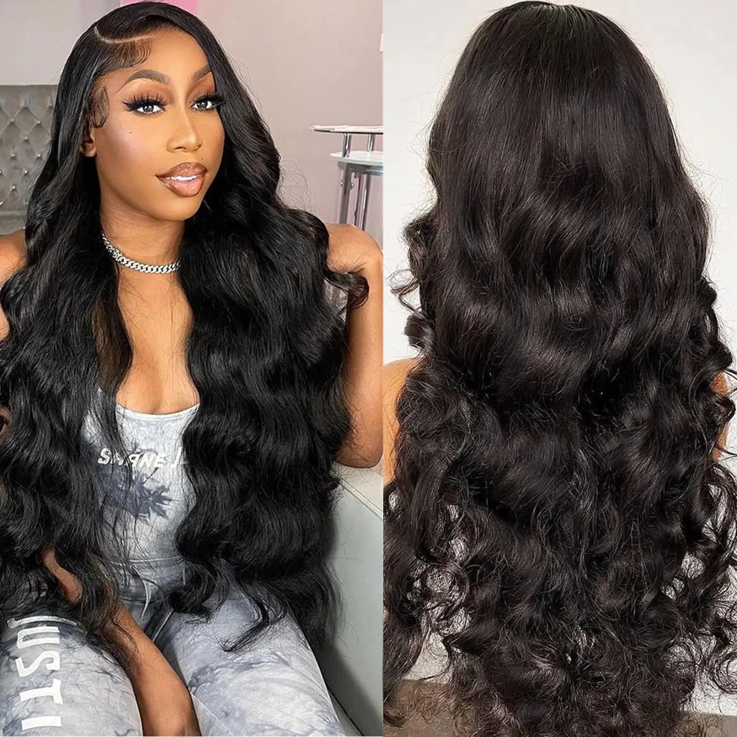 Body Wave 30 Inch HD Transparent 13x4 Lace Front Human Hair Wigs Brazilian Remy 13x6 Frontal Wig For Women 180 density