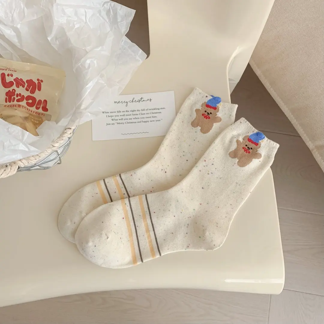 Children's Fun Point Yarn New Cute Cat Dog Cartoon Cotton Socks Mid-tube Socks Women's South Korea Ins Stacking Socks Women